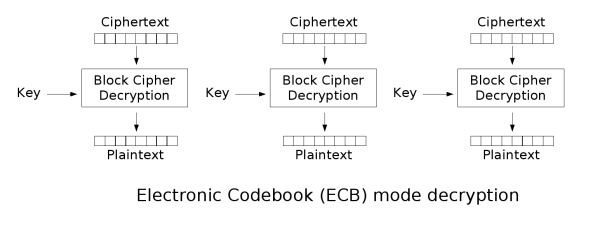 ECB解密流程(图片来自维基百科)